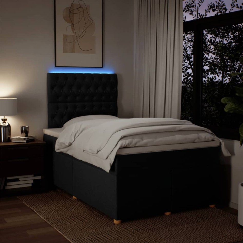 Cama box spring con colchón tela negro 120x190