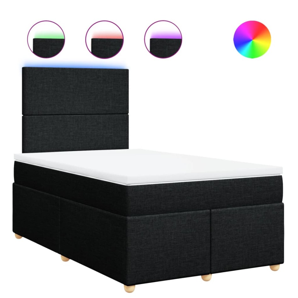 Cama box spring con colchón tela negro 120x200