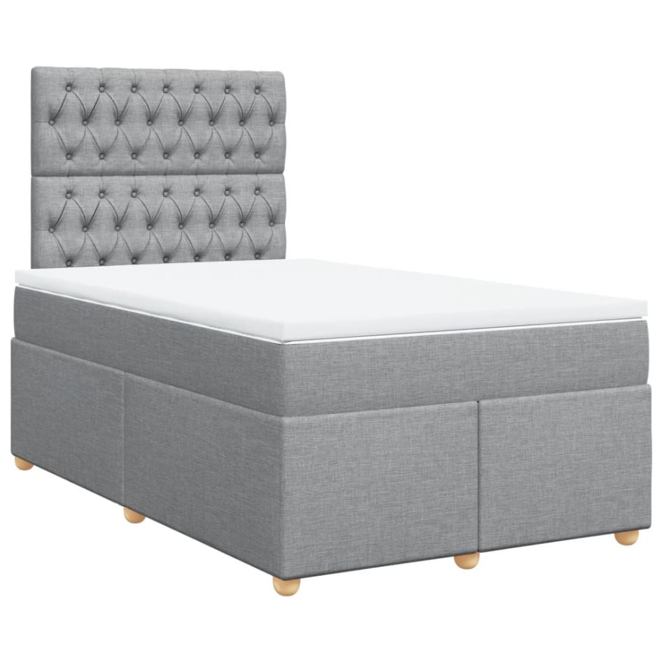 Cama box spring con colchón tela gris claro 120x200
