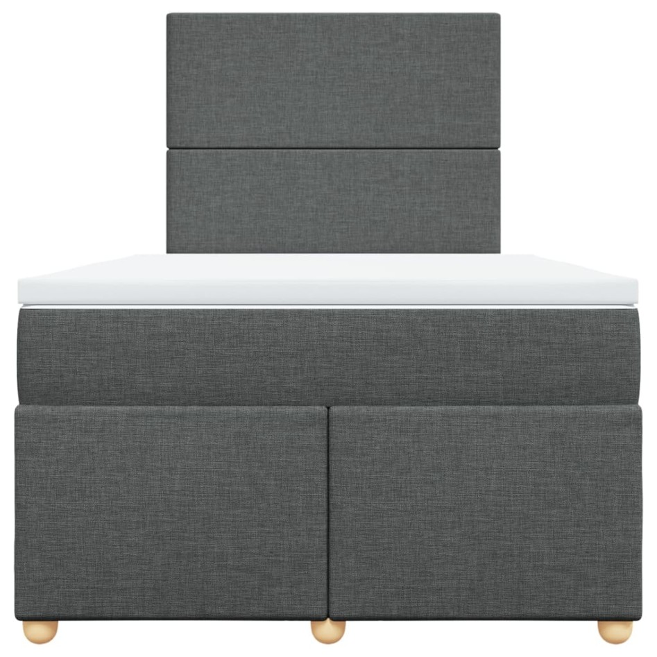 Cama box spring con colchón tela gris oscuro 120x200