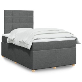 Cama box spring con colchón tela gris oscuro 120x200