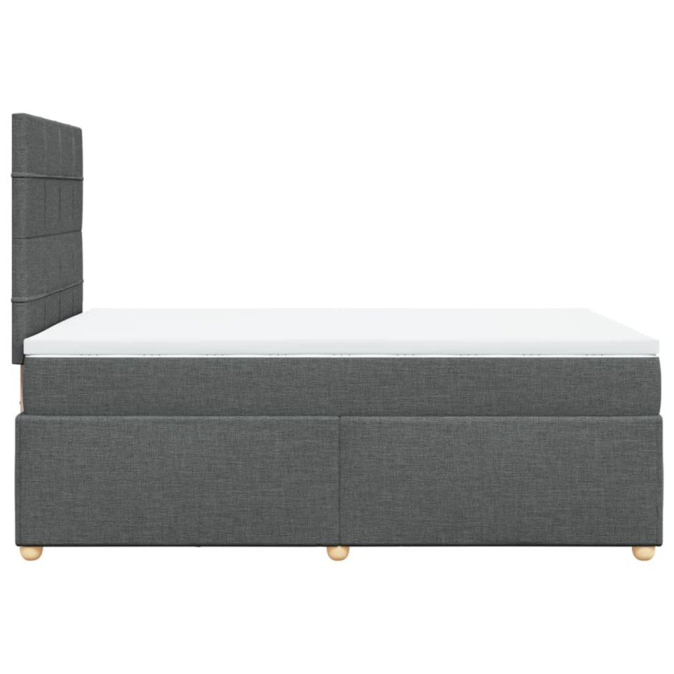 Cama box spring con colchón tela gris oscuro 120x200