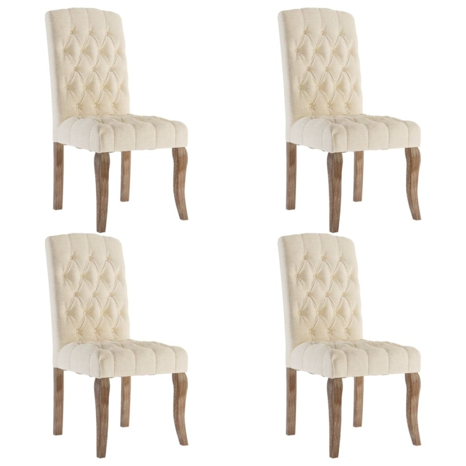 Sillas de comedor 4 unidades tela con apariencia de lino