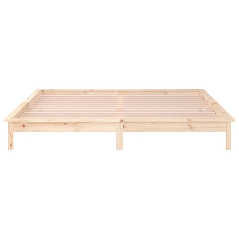 Estructura de cama con LED madera maciza 140x190