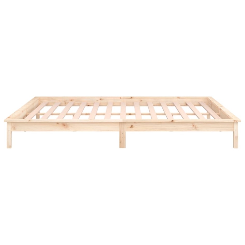 Estructura de cama con LED madera maciza 140x190