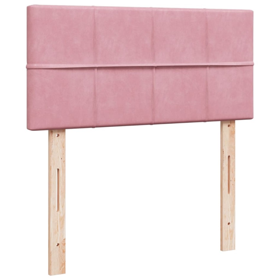 Cama box spring con colchón terciopelo rosa 90x200