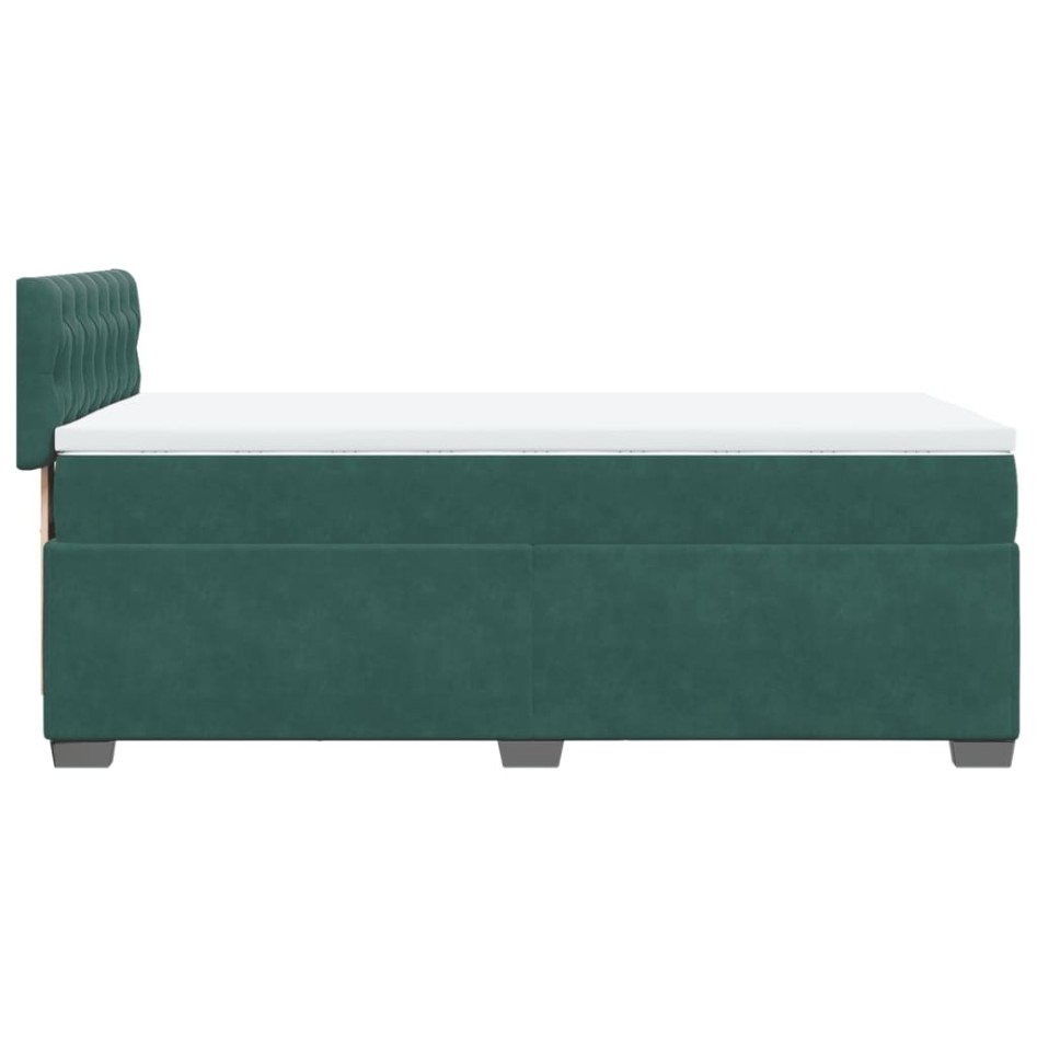 Cama box spring con colchón terciopelo verde oscuro 90x200