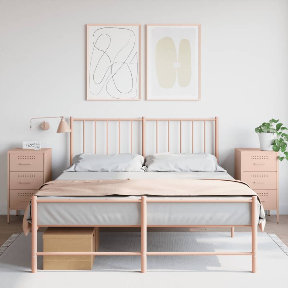 Mesitas de noche 2 unidades acero rosa 36x39x68