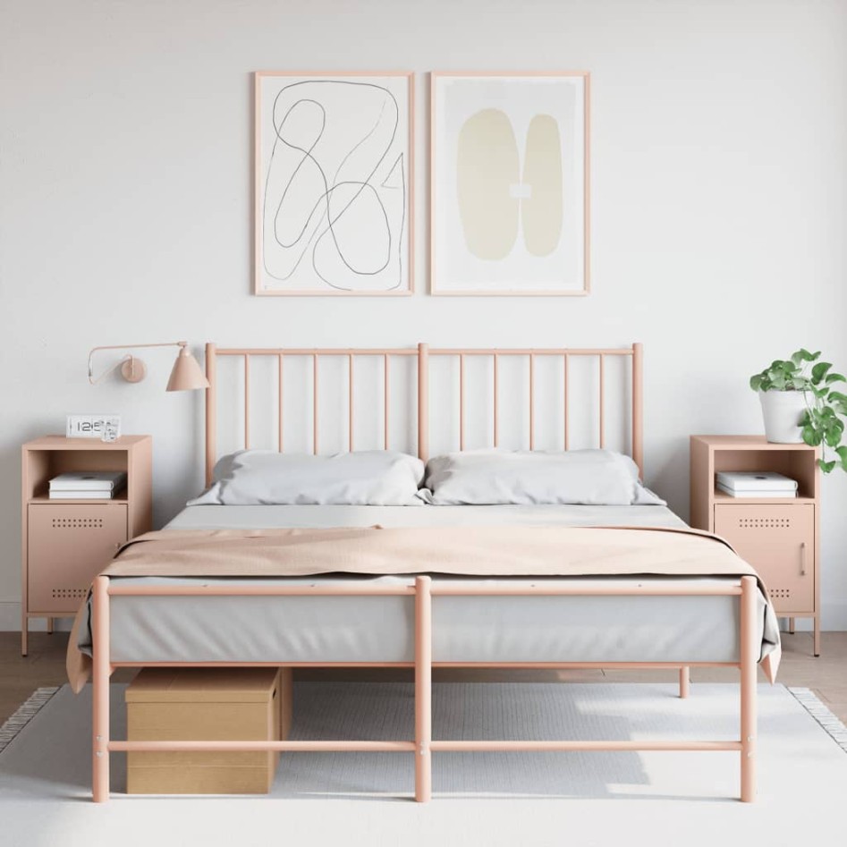 Mesitas de noche 2 unidades acero rosa 36x39x68