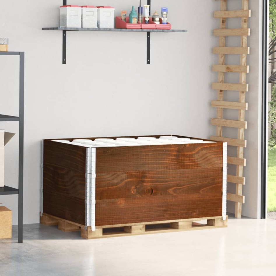 Collares de palets 3 uds madera maciza de pino marrón 120x80