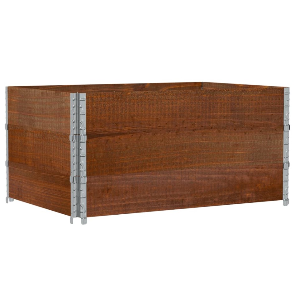 Collares de palets 3 uds madera maciza de pino marrón 120x80