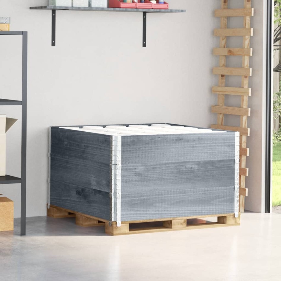 Collares de palets 3 uds madera maciza de pino gris 100x100