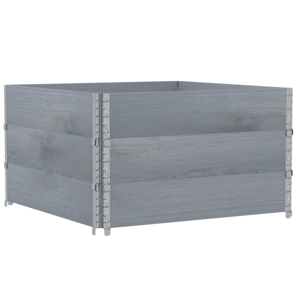 Collares de palets 3 uds madera maciza de pino gris 100x100