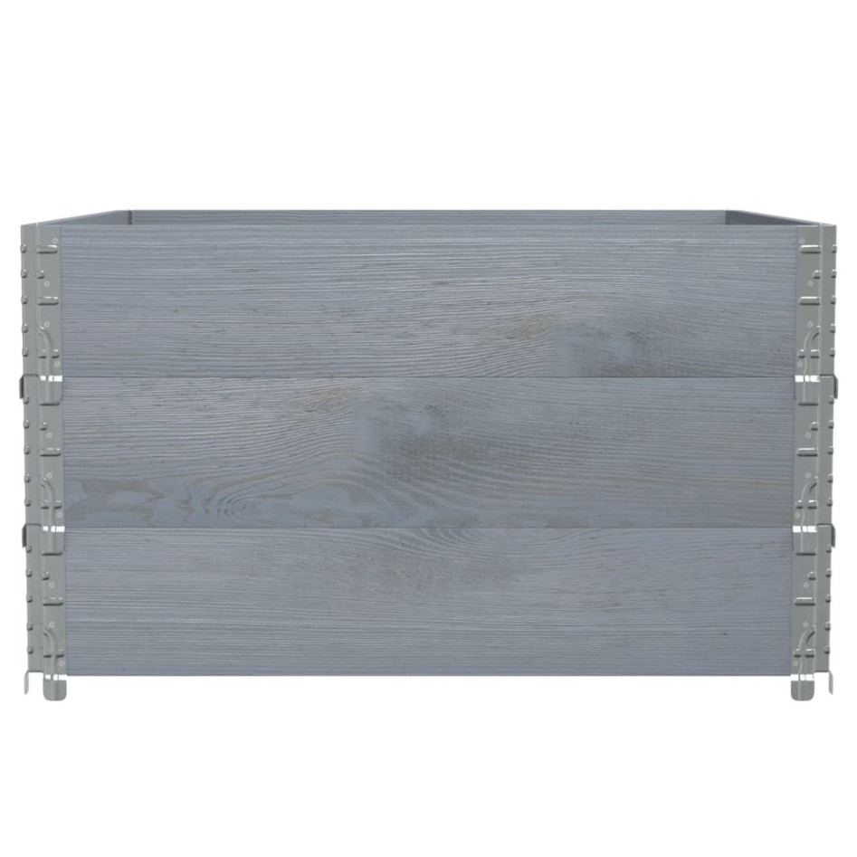 Collares de palets 3 uds madera maciza de pino gris 100x100