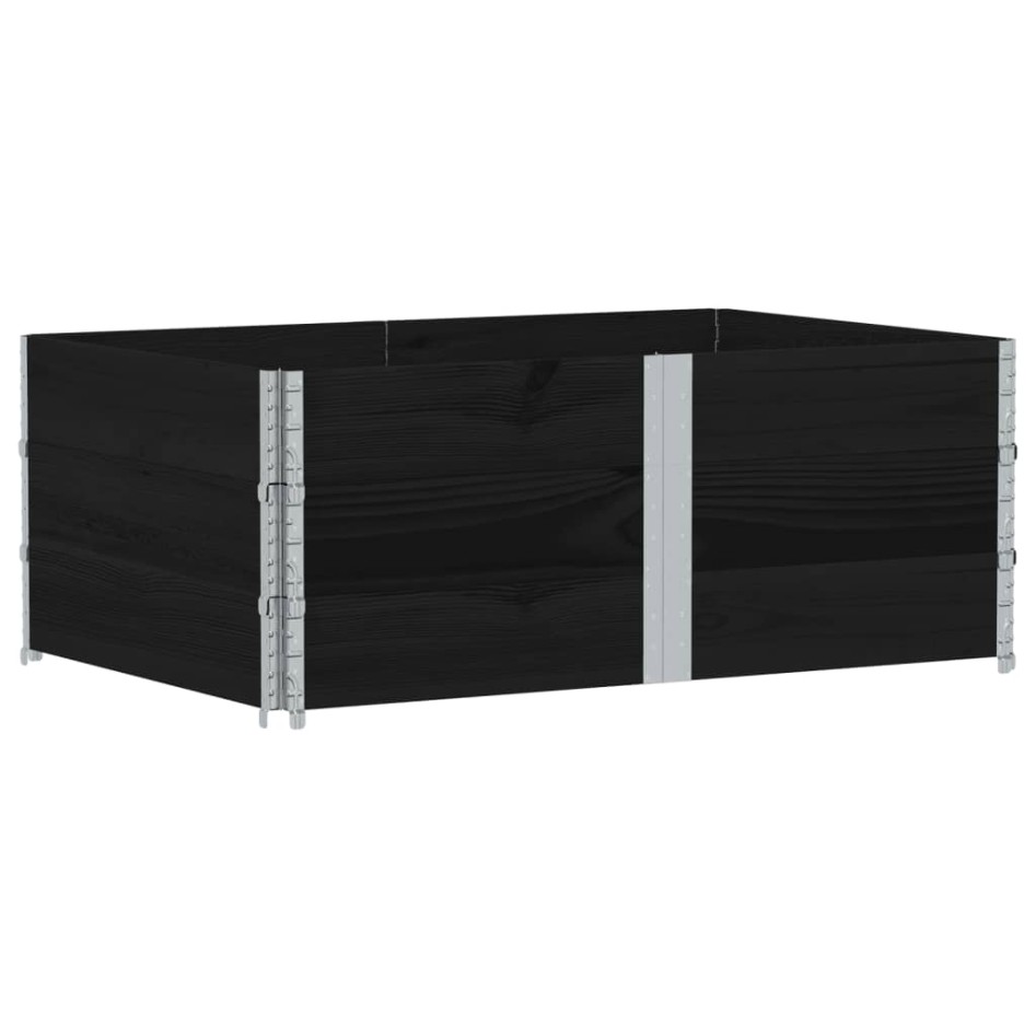 Collares de palets 3 uds madera maciza de pino negro 150x100