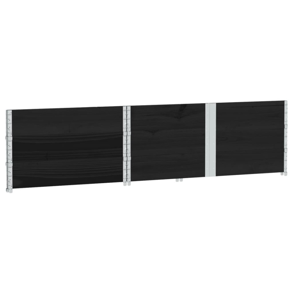 Collares de palets 3 uds madera maciza de pino negro 150x100