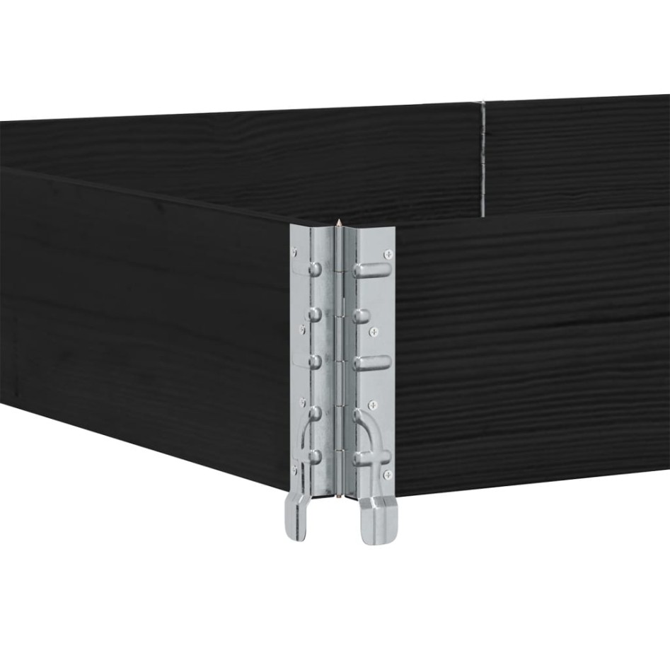 Collares de palets 3 uds madera maciza de pino negro 150x100