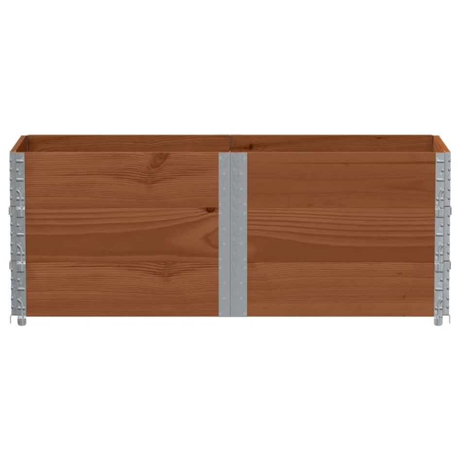 Collares de palets 3 uds madera maciza de pino marrón 150x50