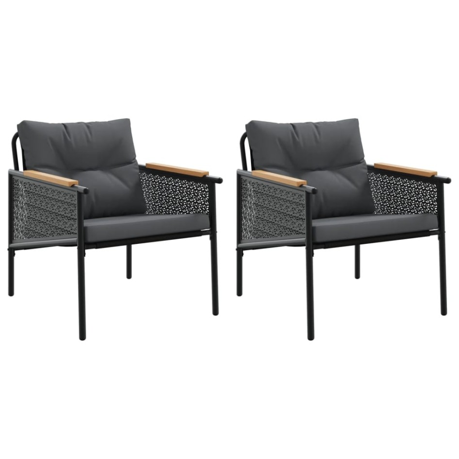 Sillas de jardín con cojines 2 unidades acero