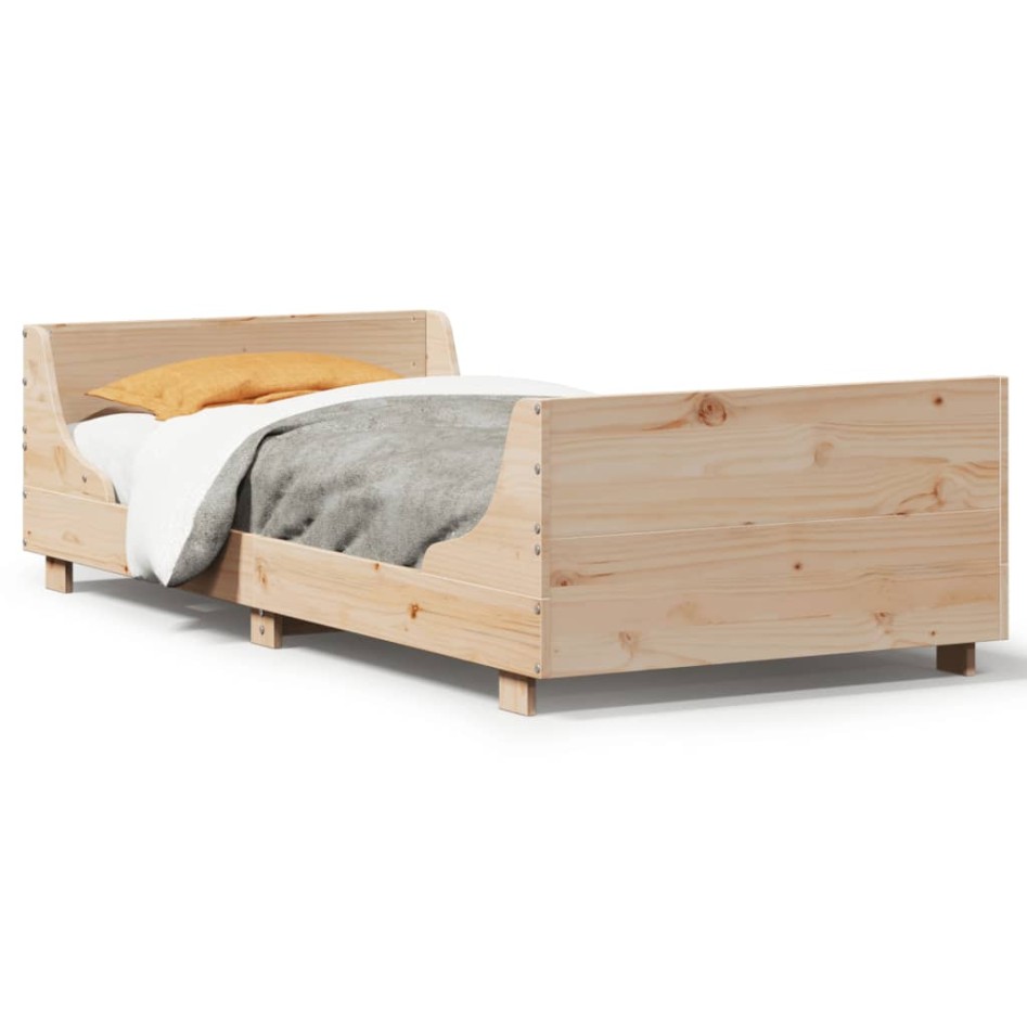 Estructura de cama sin colchón madera maciza de pino 100x200