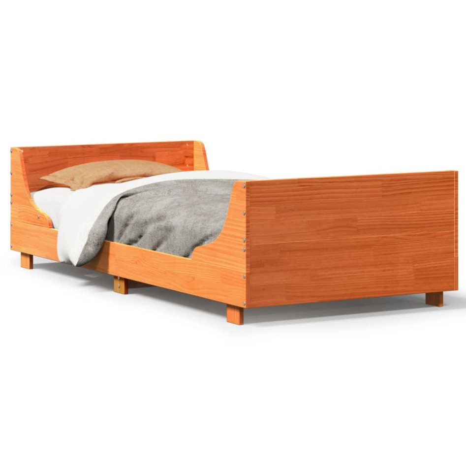 Estructura de cama sin colchón madera de pino marrón 90x200