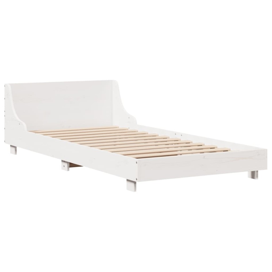 Estructura de cama sin colchón madera maciza blanca 90x190
