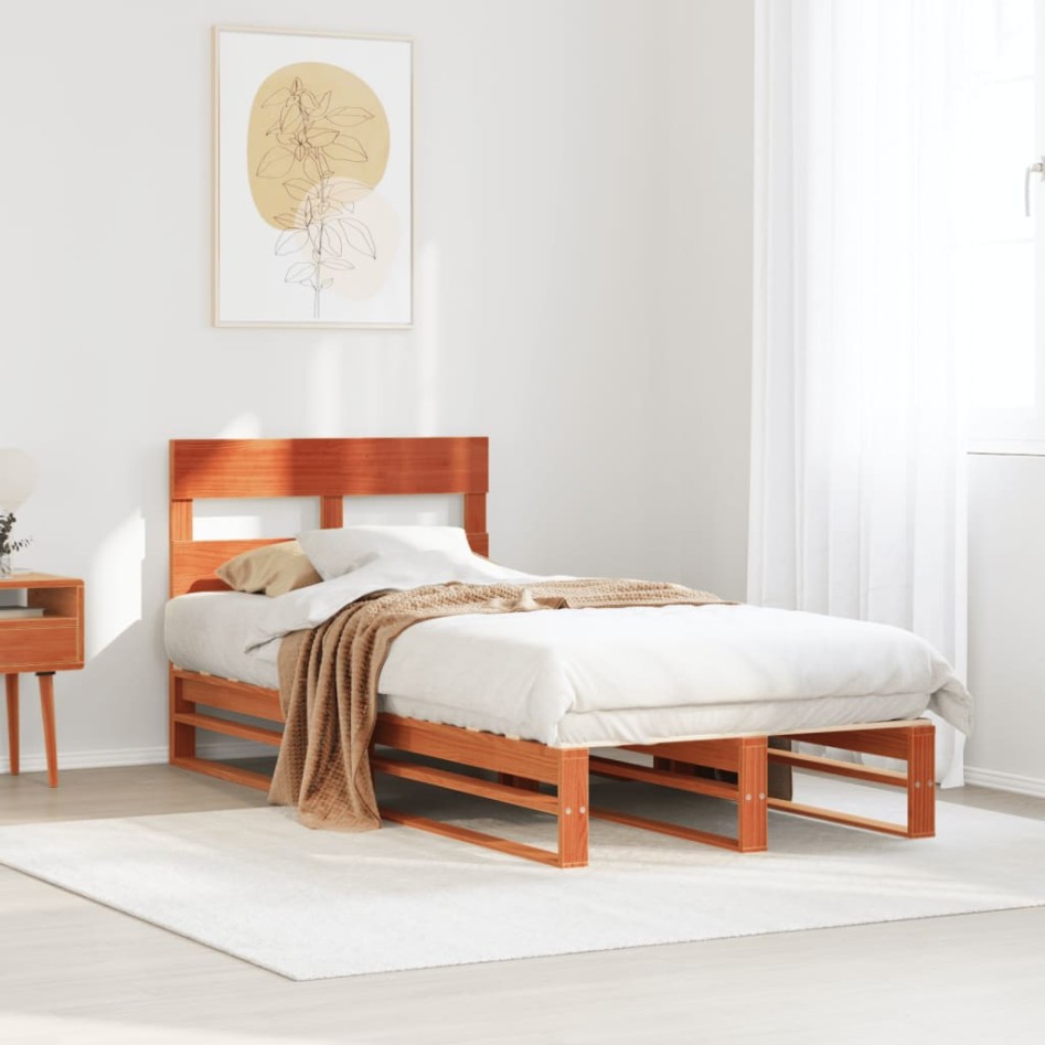 Estructura de cama sin colchón madera maciza marrón 90x190