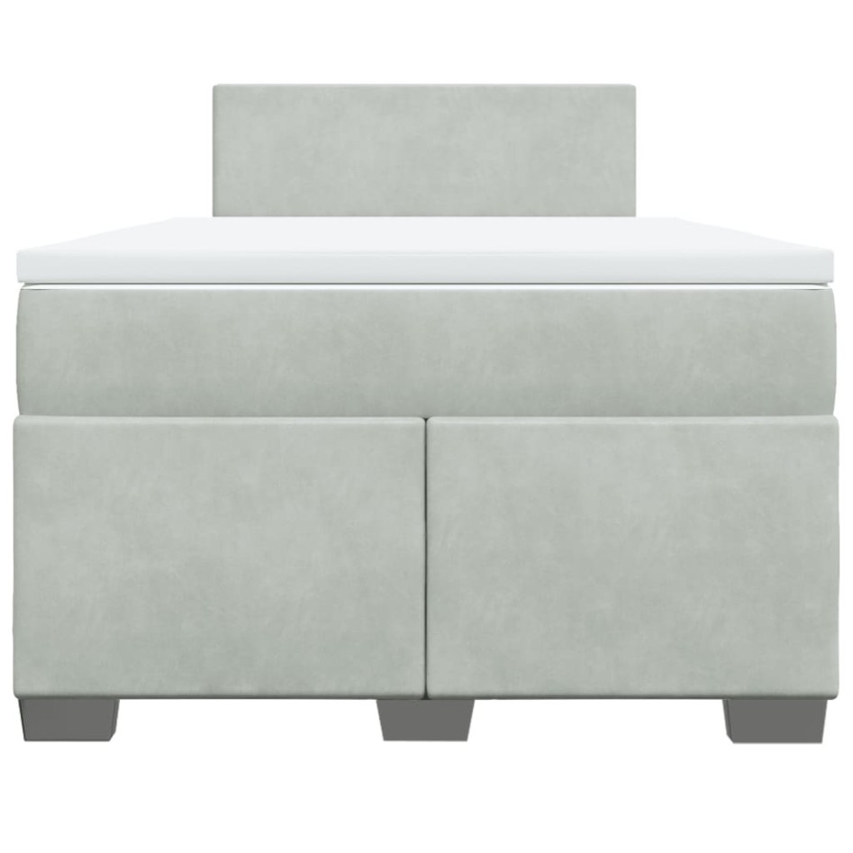 Cama box spring con colchón terciopelo gris claro 120x190