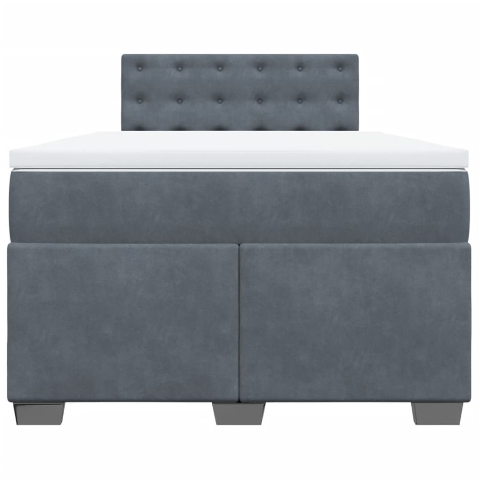 Cama box spring con colchón terciopelo gris oscuro 120x190