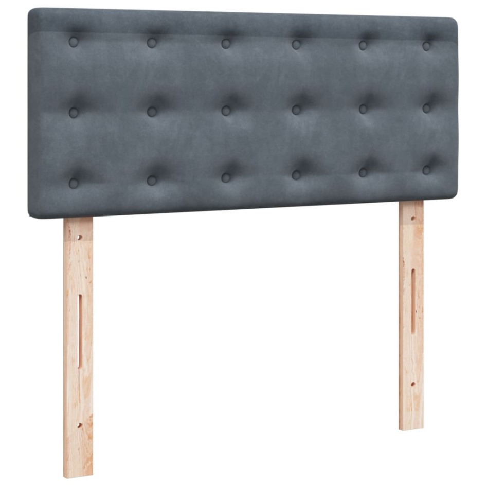 Cama box spring con colchón terciopelo gris oscuro 120x190