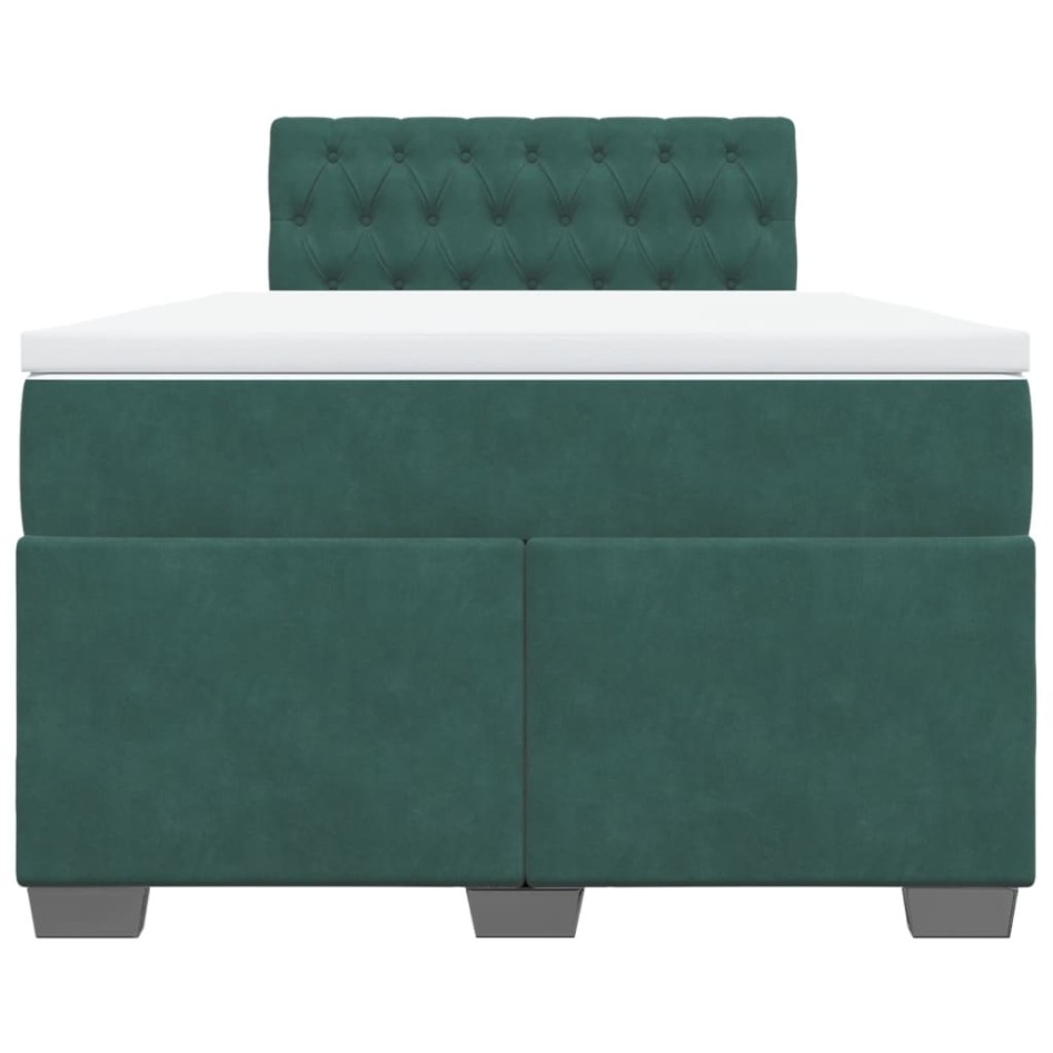 Cama box spring con colchón terciopelo verde oscuro 120x190