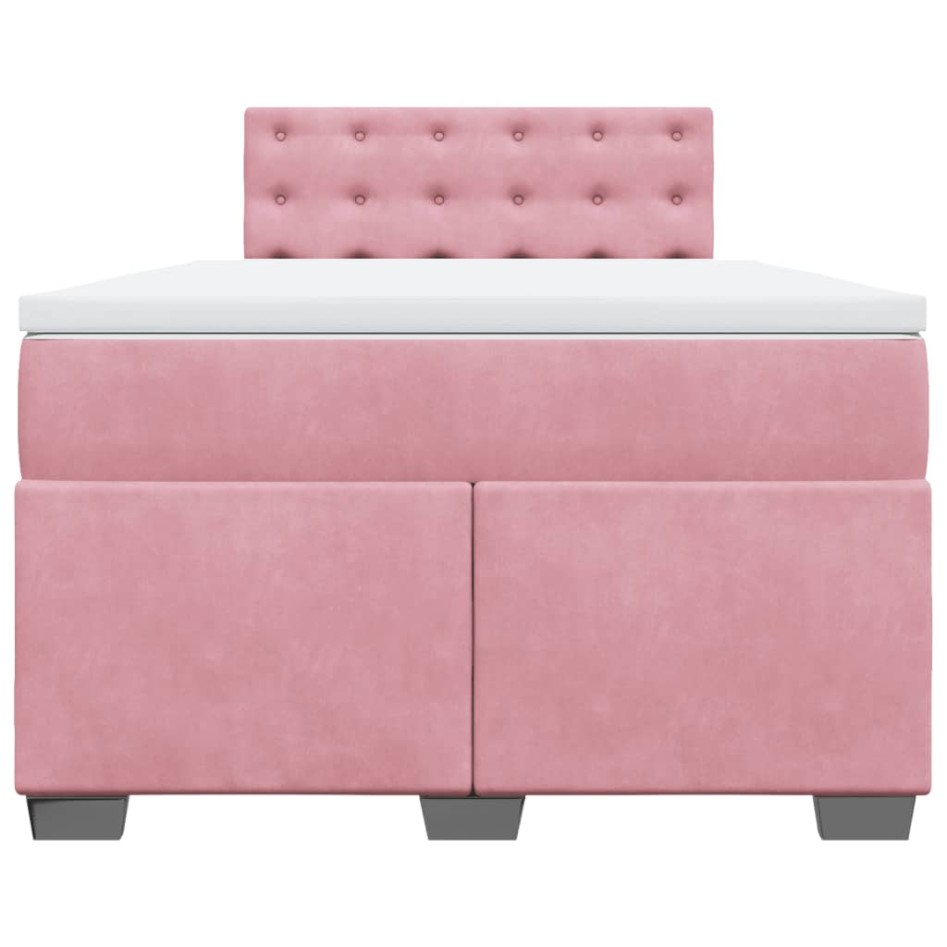 Cama box spring con colchón terciopelo rosa 120x200