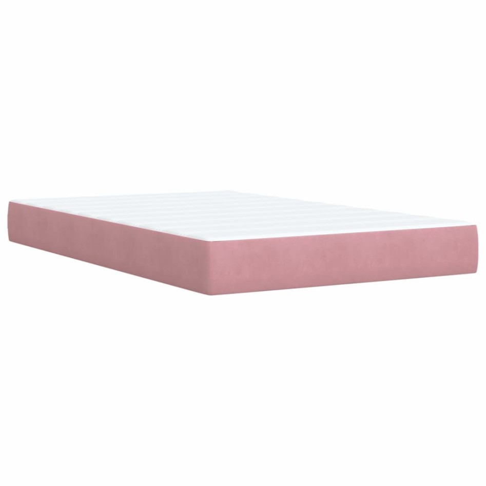 Cama box spring con colchón terciopelo rosa 120x200