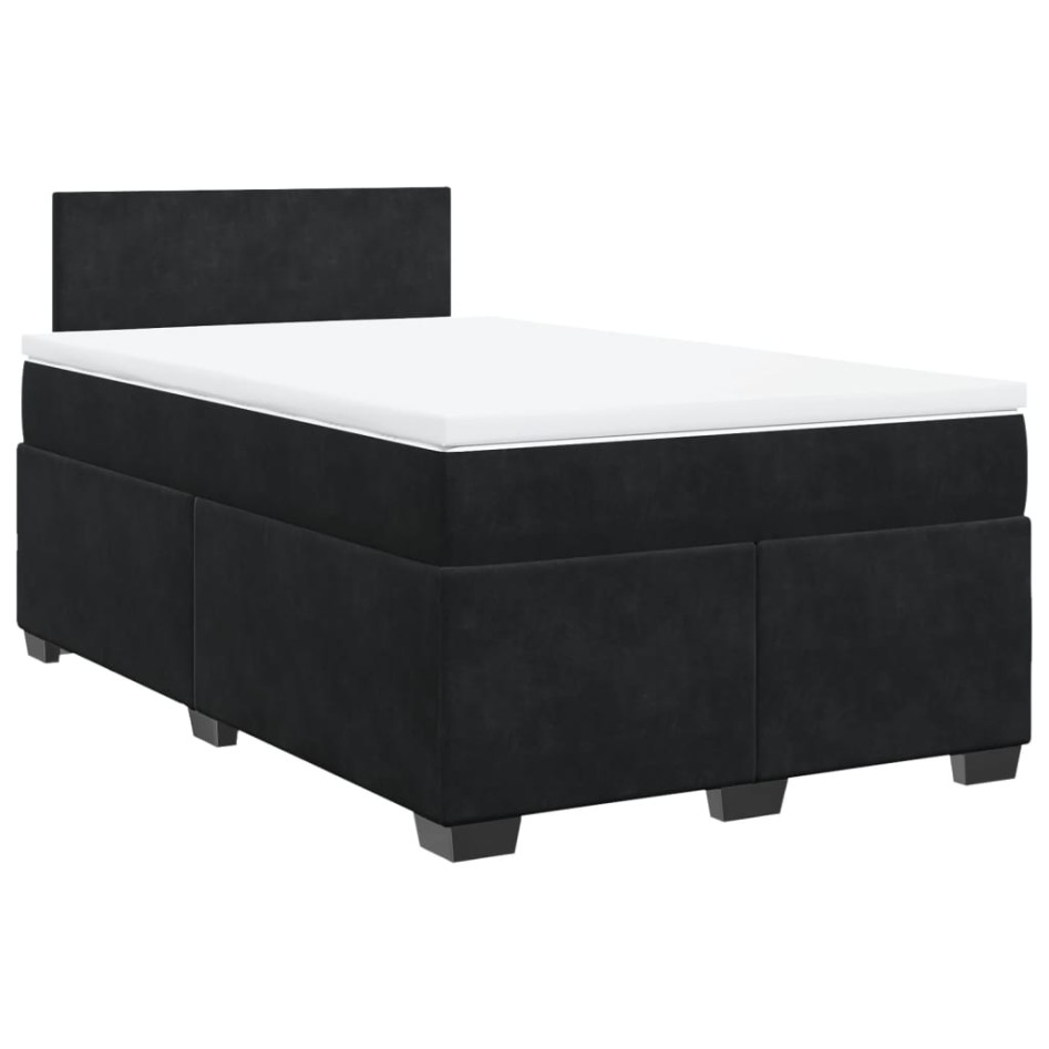 Cama box spring con colchón terciopelo negro 120x200