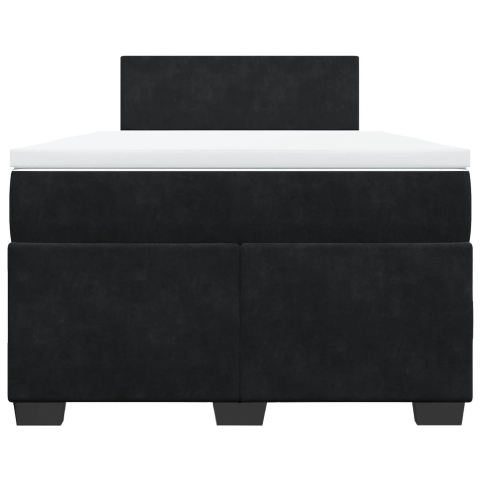 Cama box spring con colchón terciopelo negro 120x200