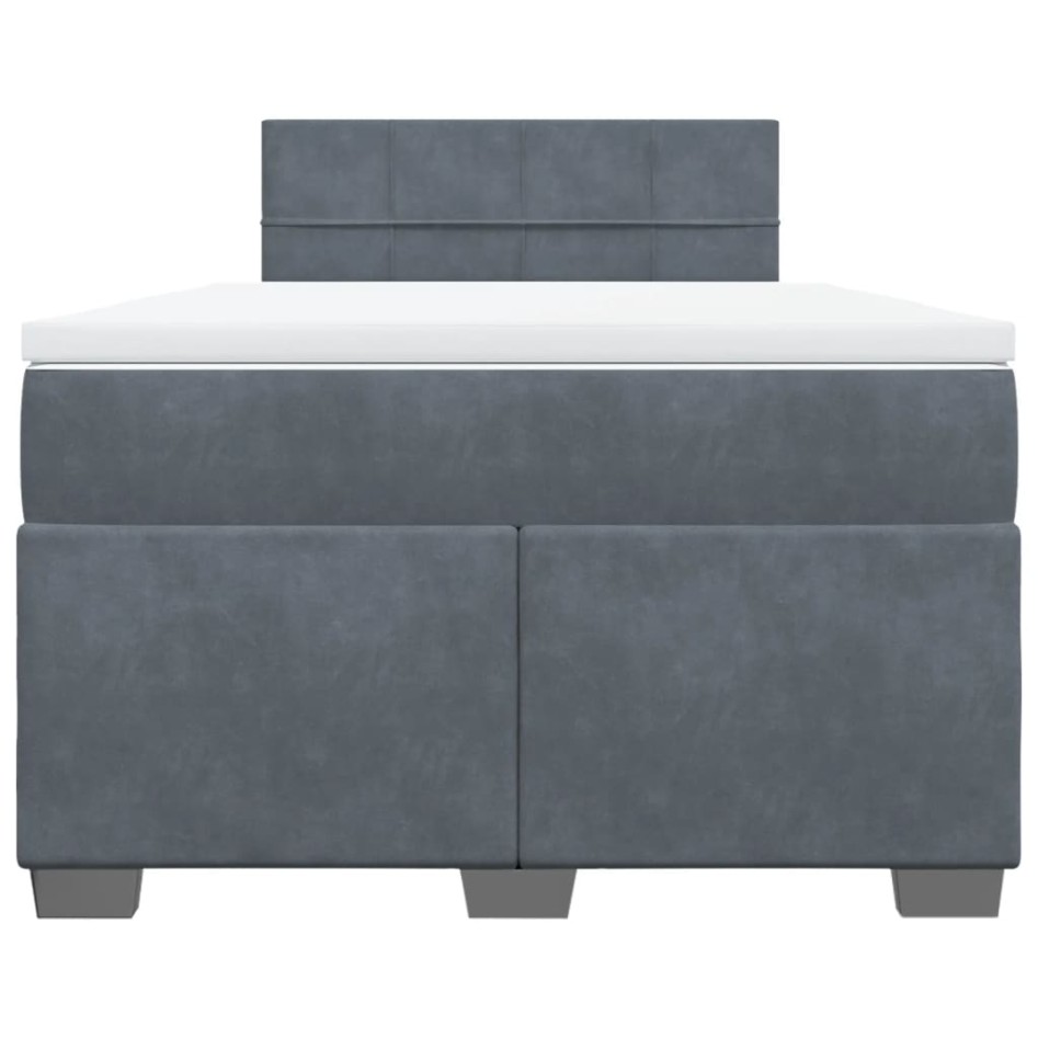 Cama box spring con colchón terciopelo gris oscuro 120x190