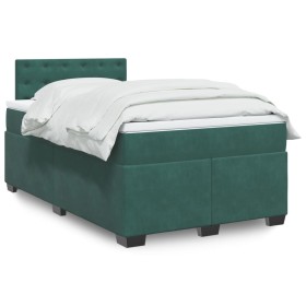 Cama box spring con colchón terciopelo verde oscuro 120x190