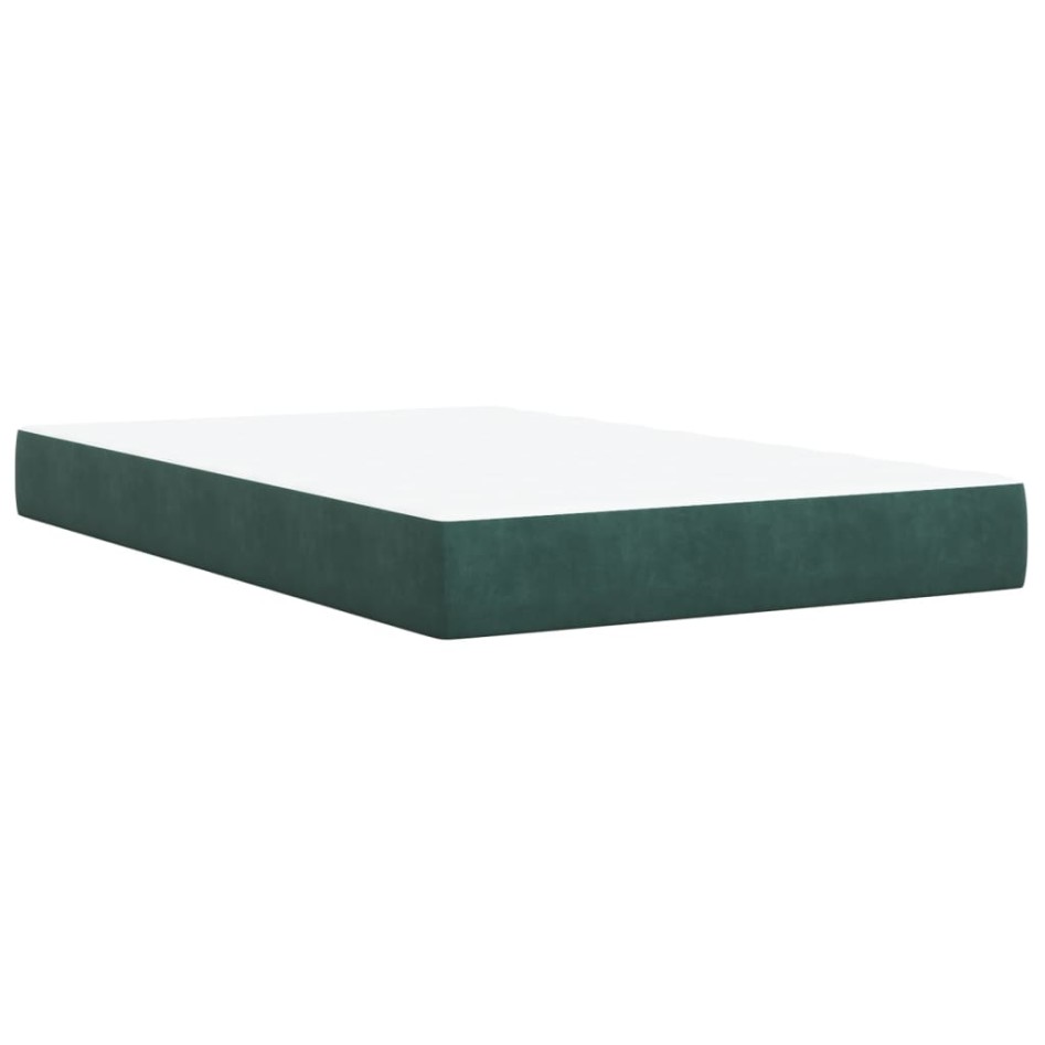 Cama box spring con colchón terciopelo verde oscuro 120x190