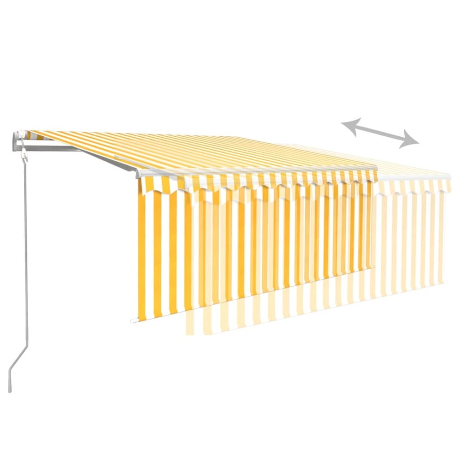 Toldo automático persiana LED sensor viento amarillo 3,5x2,5
