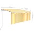 Toldo automático persiana LED sensor viento amarillo 3,5x2,5