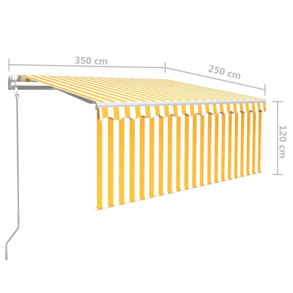 Toldo automático persiana LED sensor viento amarillo 3,5x2,5