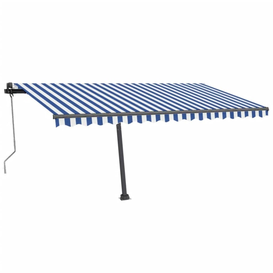 Toldo de pie automático azul y blanco 450x350