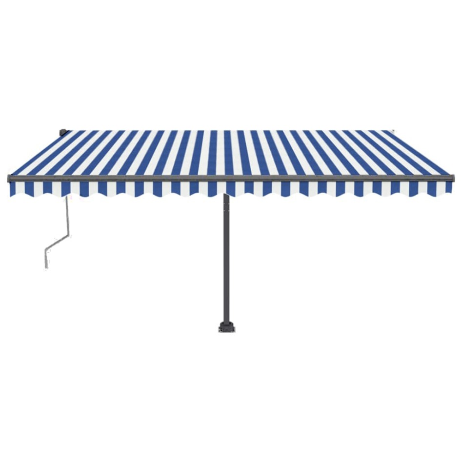 Toldo de pie automático azul y blanco 450x350