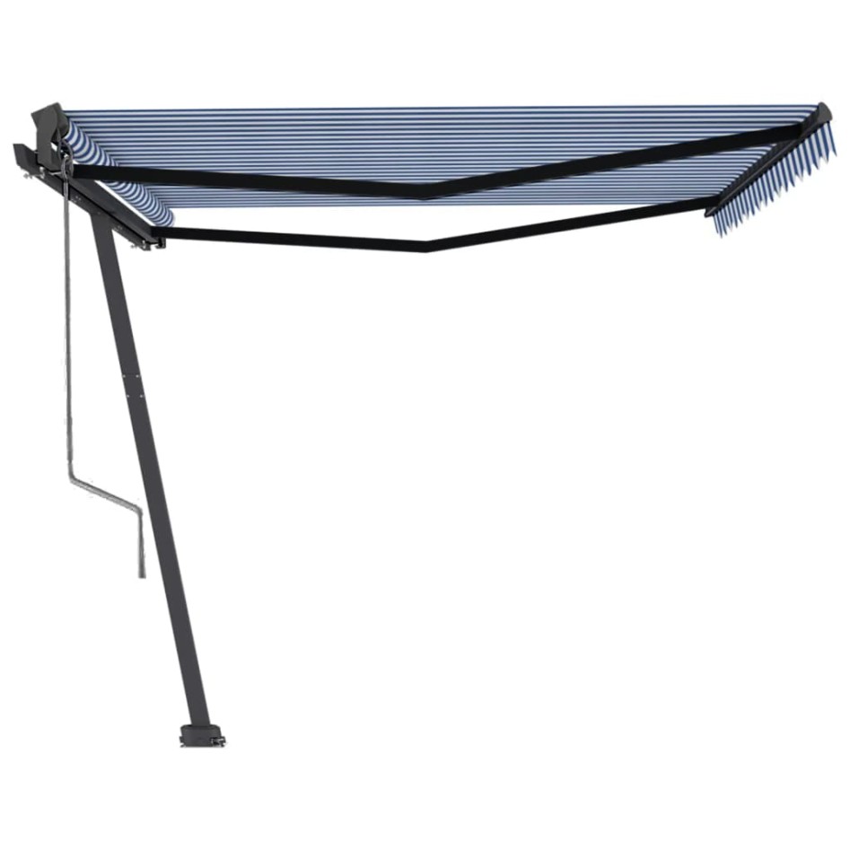 Toldo de pie automático azul y blanco 450x350