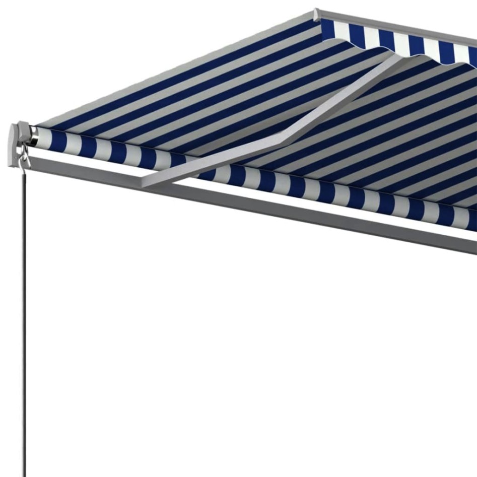 Toldo de pie automático azul y blanco 450x350