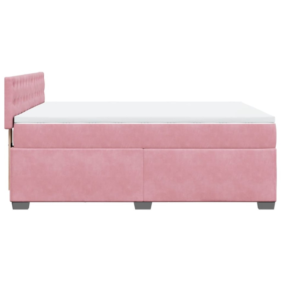 Cama box spring con colchón terciopelo rosa 140x190