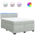 Cama box spring con colchón terciopelo gris claro 160x200
