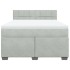 Cama box spring con colchón terciopelo gris claro 160x200