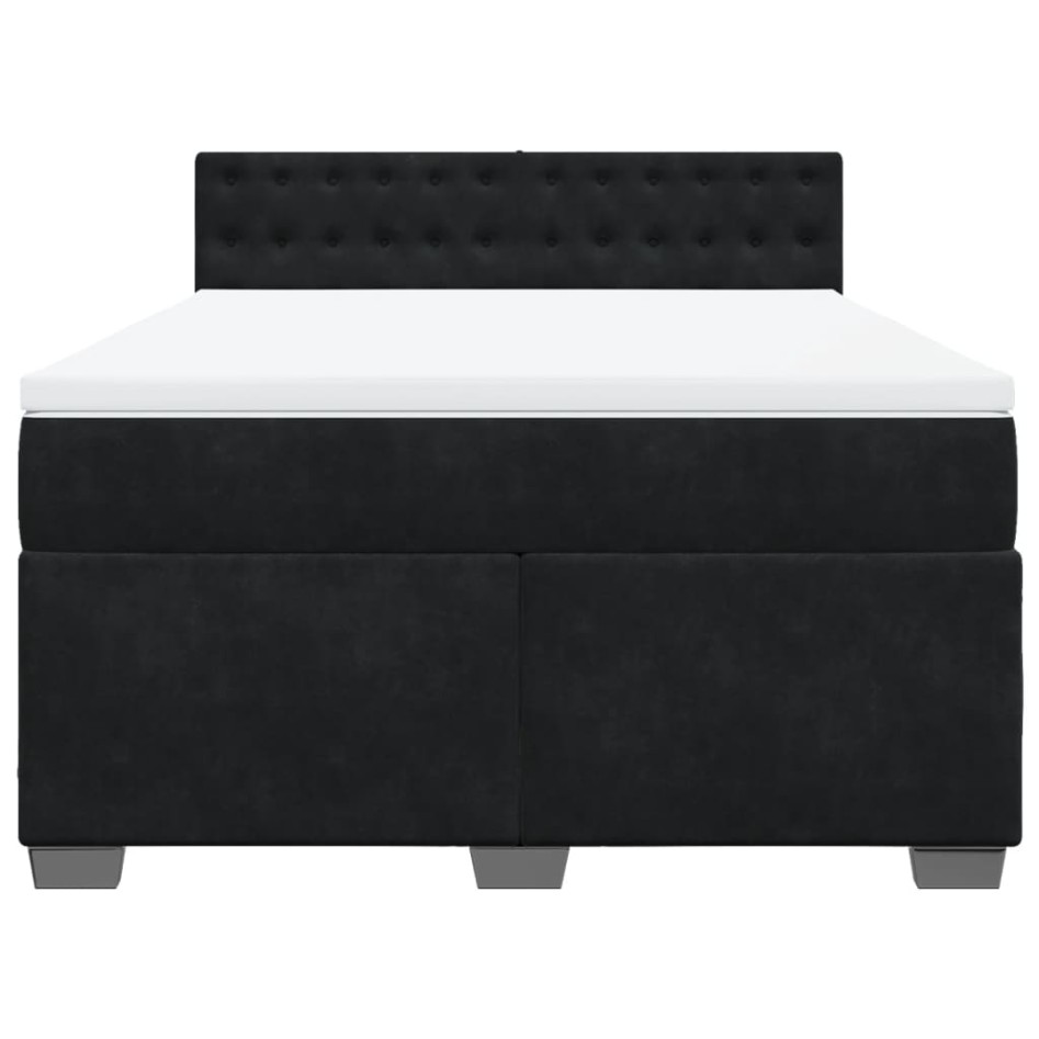 Cama box spring con colchón terciopelo negro 160x200
