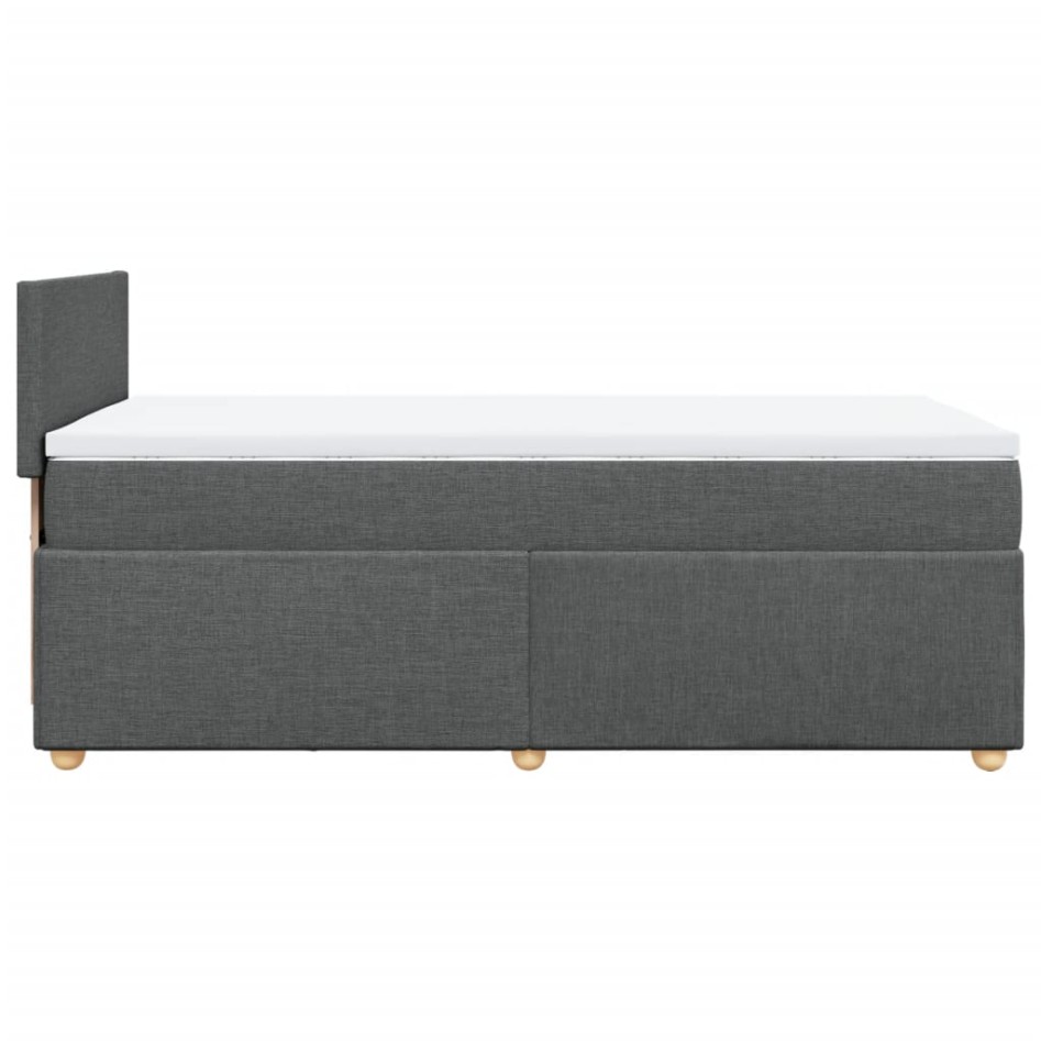 Cama box spring con colchón tela gris oscuro 90x200